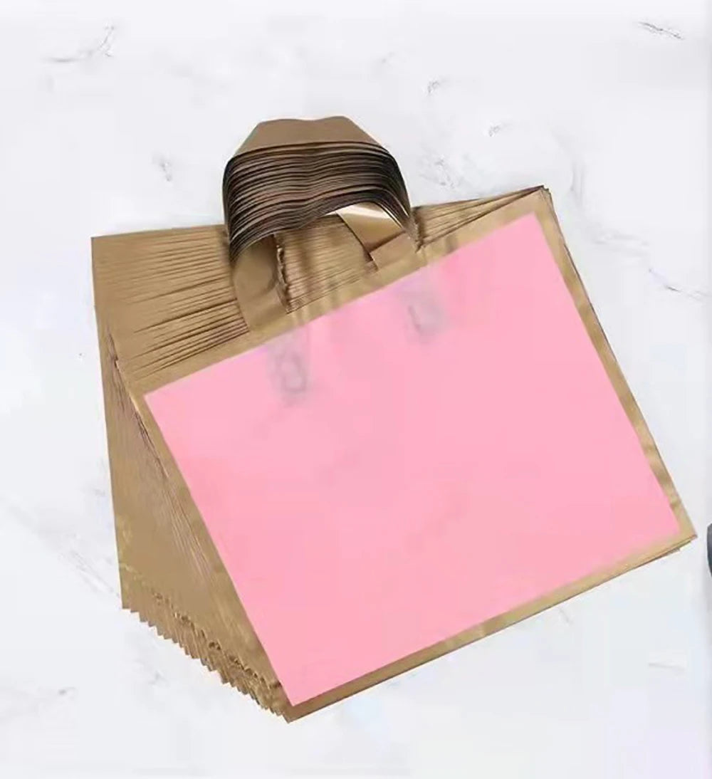 100pcs Custom Logo golden border Matte Shopping Bags thickening tote bag wedding Gift Bag Print Logo On Double-sided Free Design