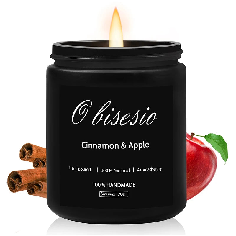 Lilin Bau Obisesio untuk Lelaki Lilin Aromaterapi untuk Set Lilin Soya Bau Rumah Kayu Manis Epal Vanila Labu Lelaki Lilin