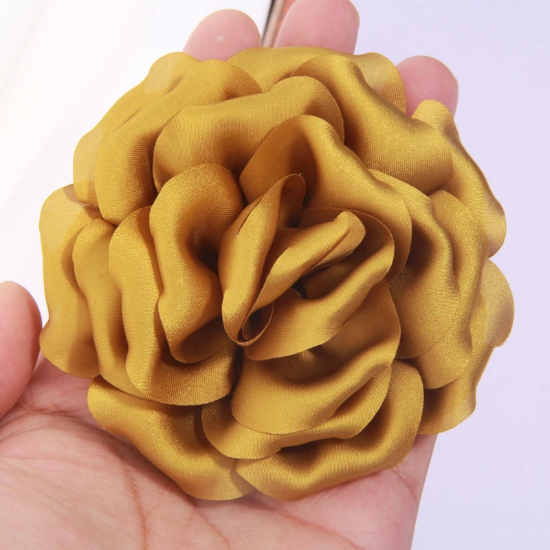 9cm Handmade Artificial Satin Peony Flower for Hairpin Clip Apparel Headwear DIY Accessories DIY rosette Fabric Silk organza