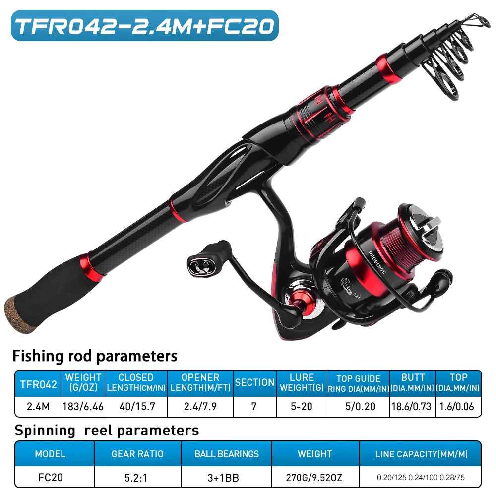 PROBEROS 1pc Versatile Ultra Light Fibreglass Fishing Rods,Lightweight,1.8m/2.1m/2.4m,Portable Outdoor Telescopic Fishing Rods