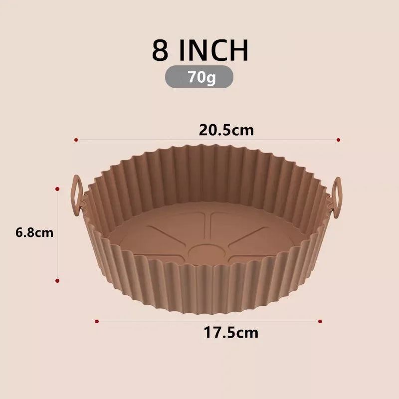 Aksesori Pelapik Pan Penggoreng Udara Boleh Guna Semula Bulat Penggoreng Udara Silikon Dulang Pembakar Ketuhar Piza Ayam Goreng Airfryer Bakul Silikon