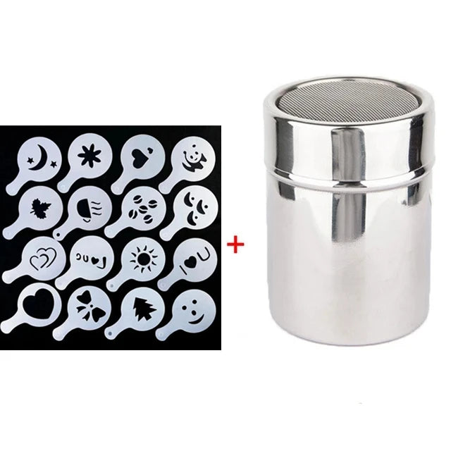 Cappuccino Mold Stainless Steel Coffee Shaker Fancy Coffee Printing Model Coffee Sifter Tool Chocolate Cocoa Coffee Accessories