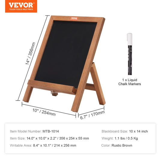VEVOR Tabletop Chalkboard Sign Message Signs with Chalks Freestanding Framed Memo Board 10"x14"  For Kitchen Decor and Wedding