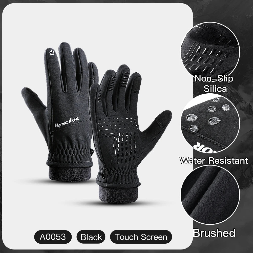 Gloves Black Waterproof Winter Warm Cycling Outdoor Sports Running Riding Motorcycle Ski Touch Screen Snowboard Gloves Men