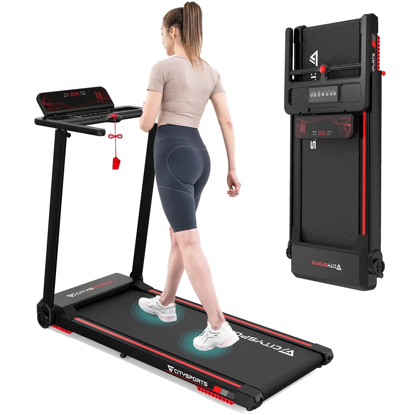 2 in 1 Folding Treadmill, Under Desk Treadmill Walking Electric Jogging Running Machine, Treadmill Home Gym Office Workout