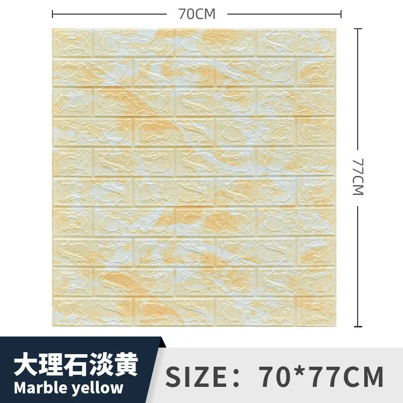 3/5MM 3D Wall Sticker Panel Foam Home Decoration DIY Wallpaper Living Room Bathroom Tv Background Self Adhesive Panels 70*77cm