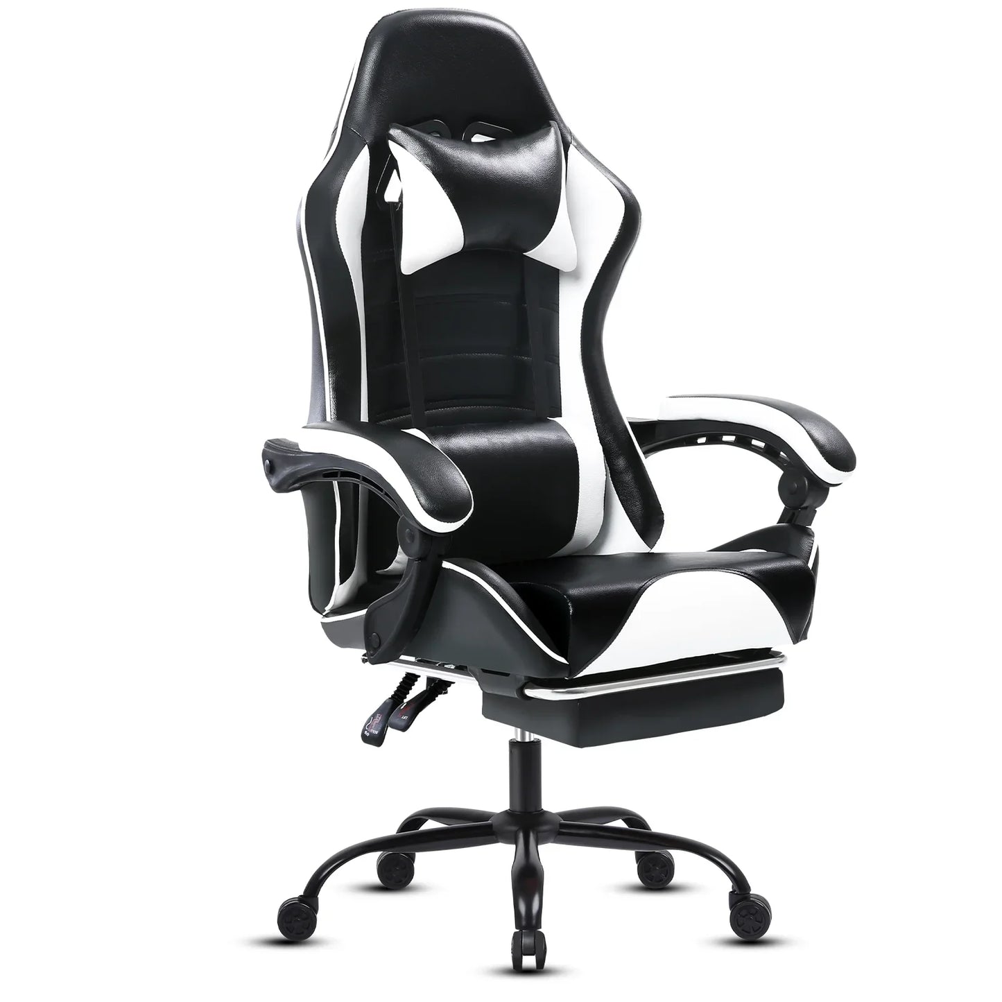 Gaming Chair with Footrest, Height Adjustable Video Game Chairs for Adults PU Leather, Reclining Gamer Chair Office Desk Chair