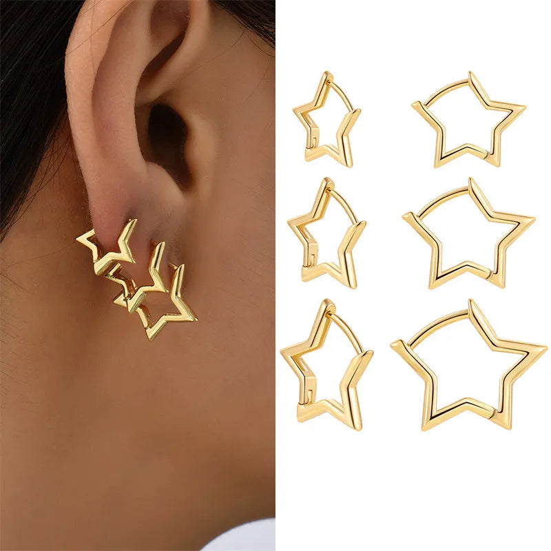 Gold Color Vintage Circle Hoop Earrings for Women Girls Simple Fashion Geometric Drop Earring Set New Trendy Jewelry Party Gifts