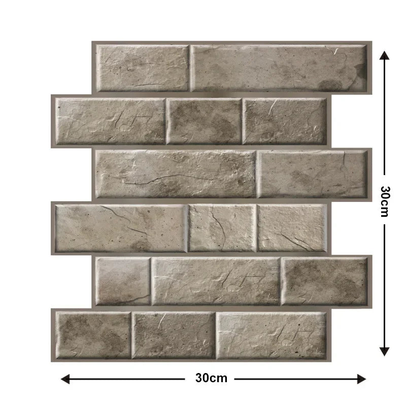 10 Keping Pelekat Dinding Pelekat Diri 3D 30x30cm Kertas Dinding PVC Kalis Air Mural Seni Dinding Boleh Alih untuk Hiasan Ruang Tamu Rumah DIY