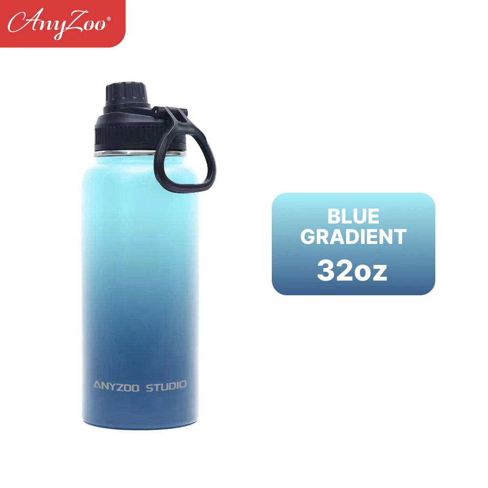 Botol air keluli tahan karat 32oz dengan kapasiti besar untuk mengekalkan panas dan sejuk, sesuai untuk perjalanan dan sukan, kelalang vakum yang kuat