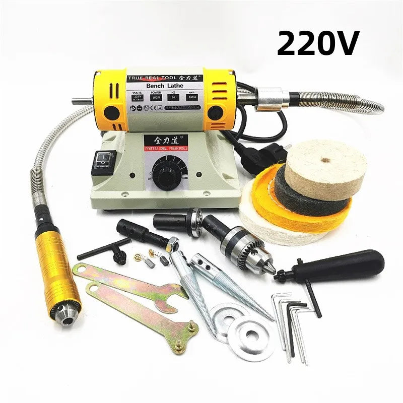 Mesin Penggilap 110V/220V 350W DIY Barang Kemas Jade Kerja Kayu Bangku Pelarik Motor Mesin Pengisar Tiub Aci Fleksibel 0.4-6.5mm