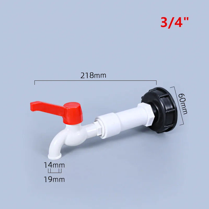 Penyesuai Tangki IBC S60x6 Kepada Plastik 1/2" 3/4" Ketik Penggantian Injap Kelengkapan Injap Rumah Taman Penyambung Air Keran Longkang 1 Keping