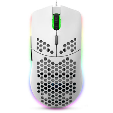 Tetikus Permainan Berwayar dengan Tetikus Permainan Ringan Shell Sarang Lebah Tetikus Komputer Ergonomik untuk Windows/PC/Mac/Komputer riba