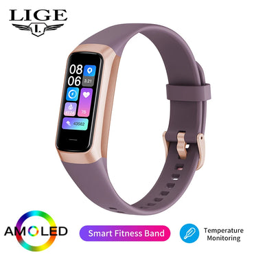 LIGE Amoled Smart Watch Lelaki Wanita Heart Rate Blood Smartwartch Panggilan Bluetooth Smart Bracelet Sport Fitness Tracker Watch Women