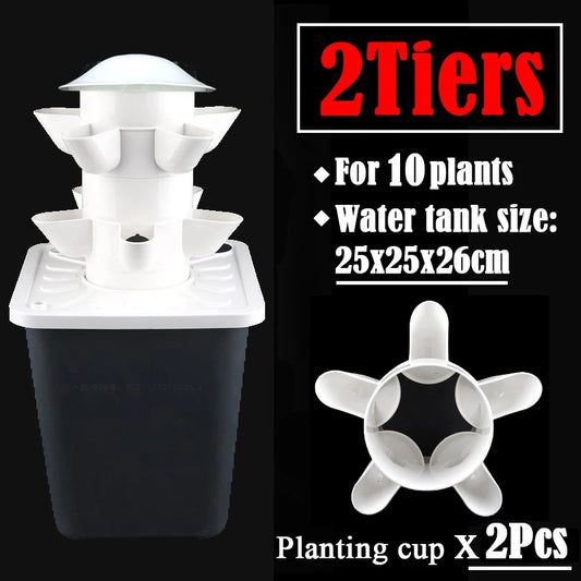 DIY Vertical Tower Planters With 5Holes Detachable PP Colonization Cups Indoor Soilless Vegetable Planting Hydroponic System