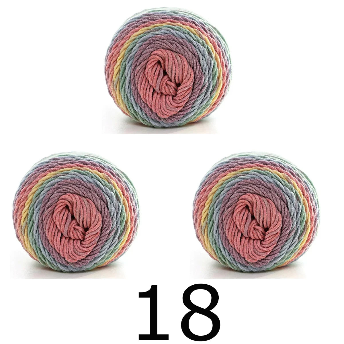 3pcsX100g Benang Pelangi 5 Segmen Helai Benang Dicelup Buatan Tangan DIY Benang Rajutan untuk Topi Sweater Selendang Sofa Kusyen Benang Kek 193M