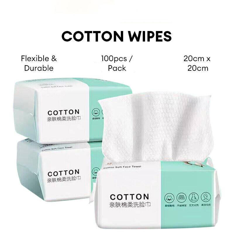 100pcs 20cm*20cm Thicken Disposable Face Towel Travel Cotton Makeup Wipes Facial Cleansing Cotton Tissue Skincare