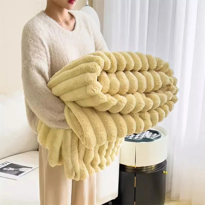 Soft Blanket Winter Warm Bedspread on The Bed Office Thicken Blankets INS Solid Color Sofa Cover Plaid Bedroom Decoration 담요