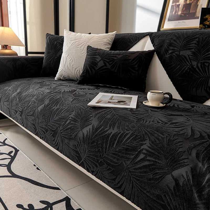 Sarung Sofa Jacquard untuk Hotel Rumah Lembut Tidak Licin Tikar Kusyen Sofa Tebal Corak Daun Tuala Sofa Mewah Hiasan Pelamin Rumah Baharu 쇼파패드
