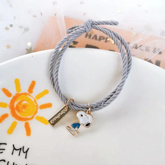 Snoopy Cartoon Hair Bands For Women Girl Hairs Accessories Rubber Band Headwear with Alloy Pendant Children Hair Ties Hair Rope