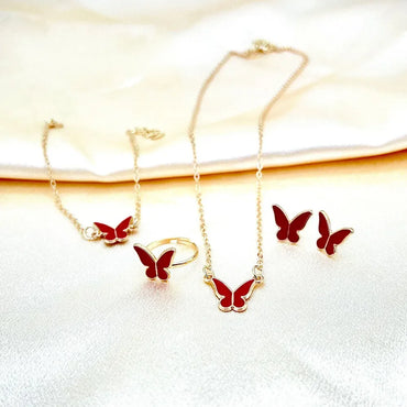 5PCS Personalized Butterfly Glazed Necklace, Exquisite, Small and Fashionable, High end, and High Sense Collar Chain Set