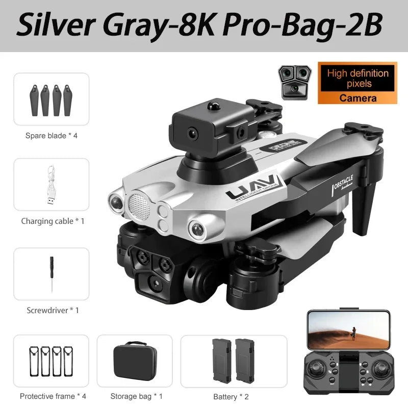 Dron LU200 Pro Baharu 8K Triple-Camera GPS 5G Profesional HD Fotografi Udara Pengelakan Halangan WIFI Dron Tanpa Berus 10000M