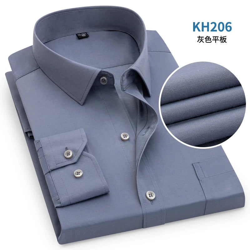 7 Pure Color Office Formal Business Social Work Classic Shirt Longsleeve Shirt for Men Casual Men's White Dress Shirt Black 5618