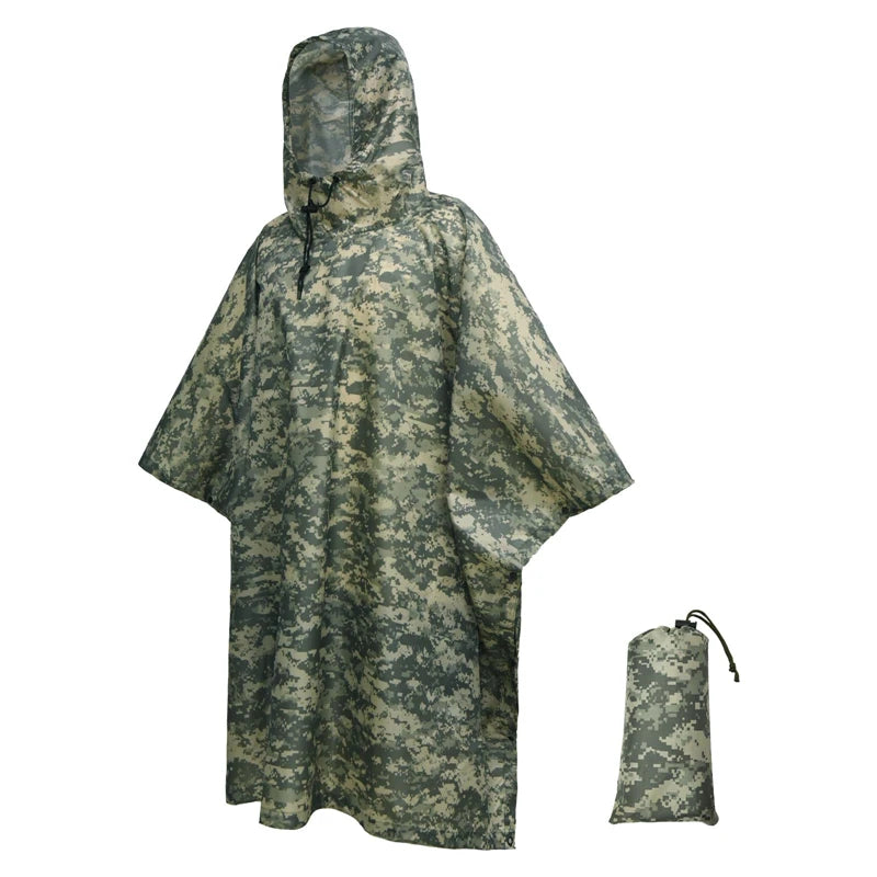 Lelaki Kedap Air Zipper Camo Baju Hujan Kedap Air Kot Hujan Lelaki Baju Hujan Wanita Awning Khemah Hujan Motosikal Hujan Ponco