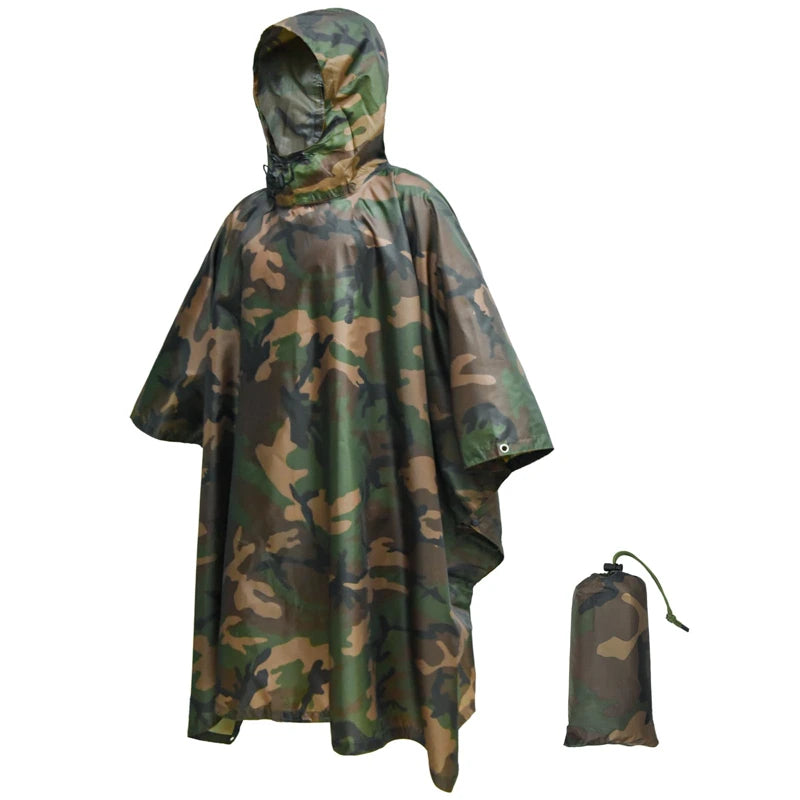 Lelaki Kedap Air Zipper Camo Baju Hujan Kedap Air Kot Hujan Lelaki Baju Hujan Wanita Awning Khemah Hujan Motosikal Hujan Ponco