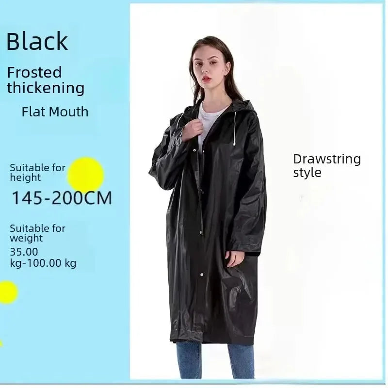 High Quality 1piece 145*68CM EVA Unisex Raincoat Thickened Raincoat Women Waterproof Men Black Camping Waterproof Rainwear Suit