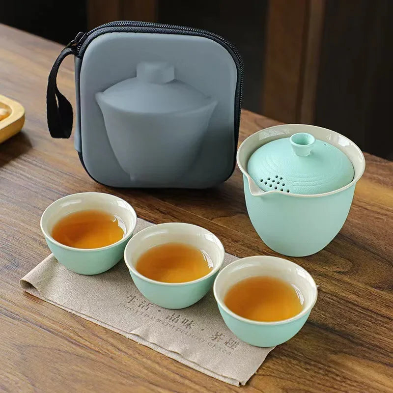 TravelTea Set Portable Outdoor Camping Tea Making Tool Single Kung Fu Teaware Sets The Best Gift for Tea Culture Lovers Gift Set