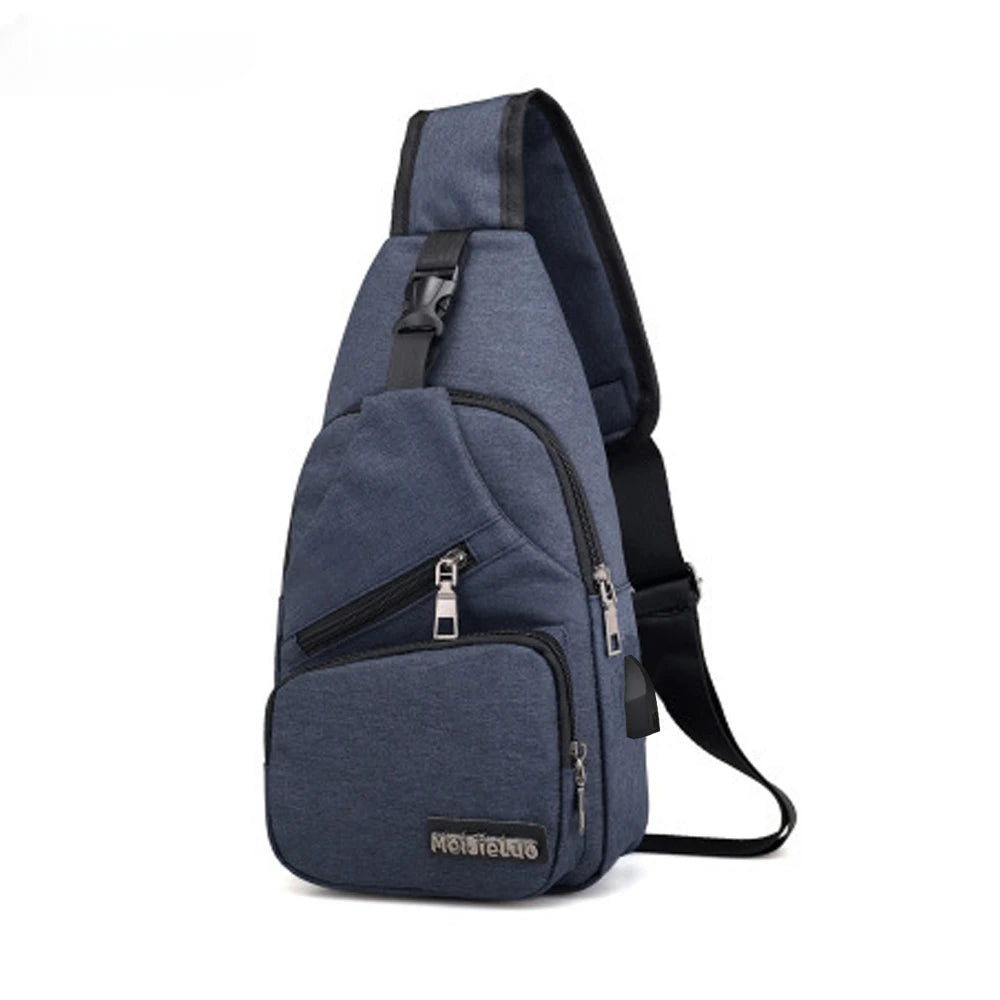 USB Charging Sling Bag For Men Casual Chest Bag Shoulder Crossbody Bag Male Anti Theft Multifunction Bags Man Sports Travel Pack