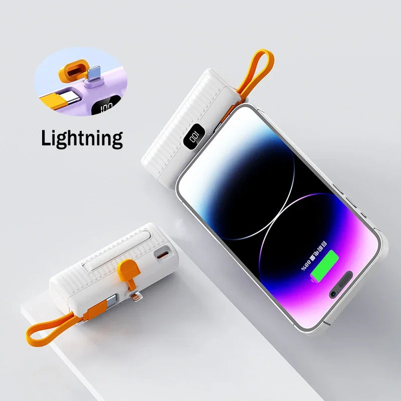 Bank Kuasa Xiaomi 30000 mAh Poket Mudah Alih Kompak Kabel Terbina dalam Power Bank Dua Hala Serasi Pengecasan Cepat iPhone Samsung