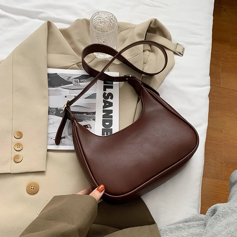 HOCODO Fashion Shoulder Bags For Women 2022 Casual Crossbody Bags For Women Pu Leather Solid Color Simple Handbags Women'S Bag