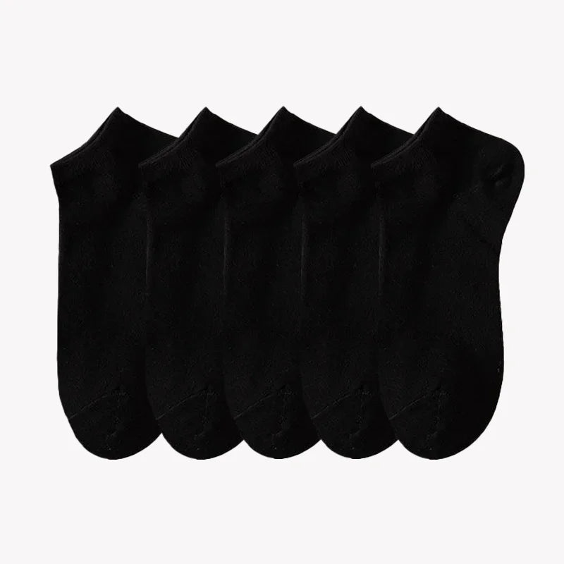 5 Pairs Unisex Socks Low Cut Breathable Business Boat Sock Solid Color Comfortable Ankle Casual White Black Summer Men Business