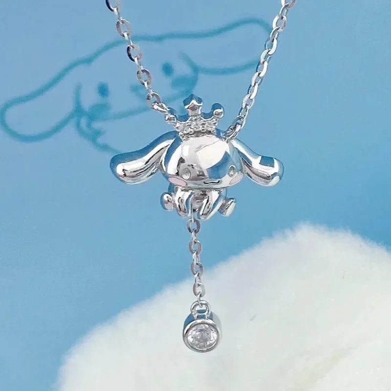 Kalung Hello Kitty Sanrio Watak Anime Pink Peach Heart Crystal Cat Gelang Tolak Tarik Loket Hiasan Pasangan Hadiah Gadis