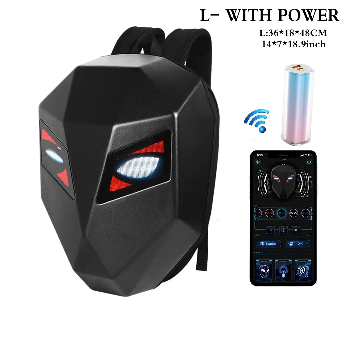 LOY LED Knight Berbasikal Beg galas Fesyen Topi keledar Motosikal Bluetooth Kalis Air Cangkang Keras Komputer riba Beg Personaliti Dengan Mata