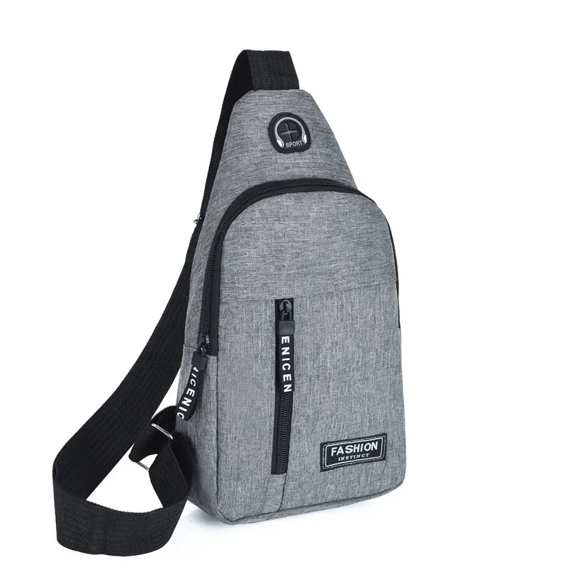 Chest Bag Solid Color Men Chest Bag Outdoor Casual Fashion One Shoulder Crossbody Bag Men's Waterproof Large Capacity Fanny Pack