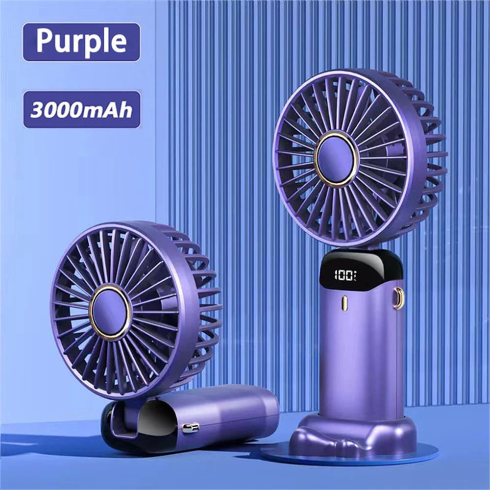 Kipas Gantung Leher Mudah Alih 4000mAh 4000mAh Kipas Boleh Dicas Semula USB 5 Kelajuan dengan Stand Telefon dan Skrin Paparan