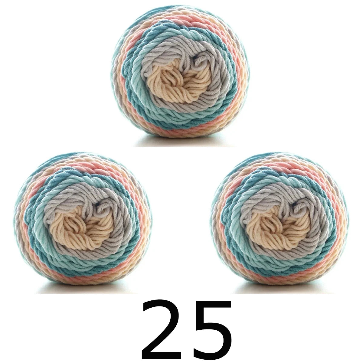 3pcsX100g Benang Pelangi 5 Segmen Helai Benang Dicelup Buatan Tangan DIY Benang Rajutan untuk Topi Sweater Selendang Sofa Kusyen Benang Kek 193M