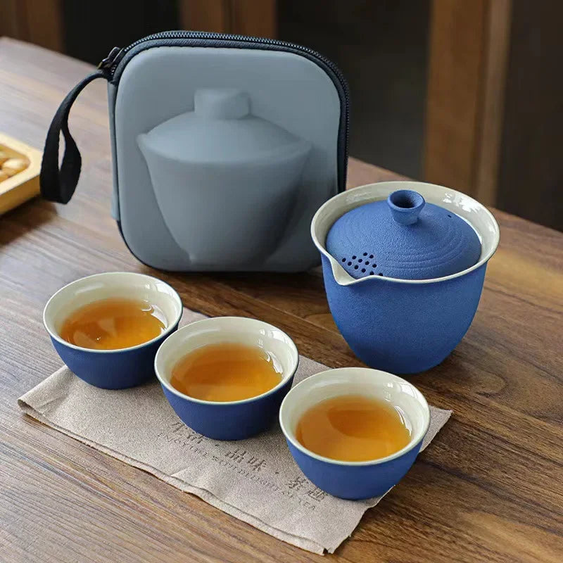 TravelTea Set Portable Outdoor Camping Tea Making Tool Single Kung Fu Teaware Sets The Best Gift for Tea Culture Lovers Gift Set