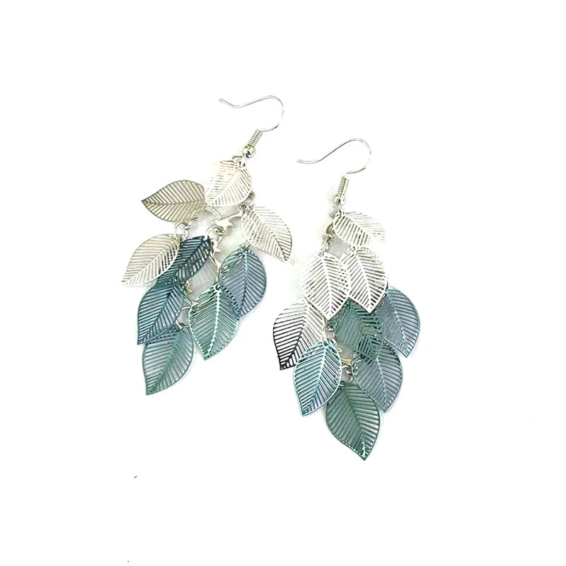 Vintage Hollow Leaves Drop Earrings for Women Bohemian Colorful Long Dangle Earrings 2024 Fashion Jewelry boucle oreille femme