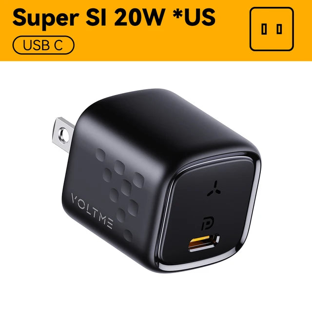 VOLTME 20W Mini USB Type C Pengecas Pengecas Cepat Pengecas Cepat QC4.0 3.0 untuk iPhone 12 Pro Samsung Xiaomi Pengecas Telefon