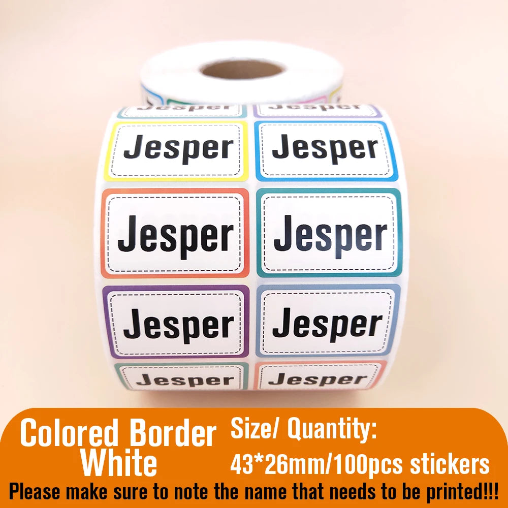 Name Tag Sticker Custom Waterproof Kawaii Stickers Decals Personalized First Name Label for Children School Stationery Bottle
