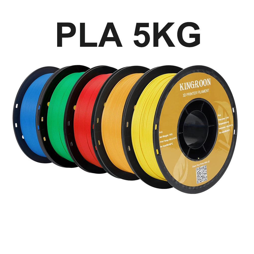 KINGROON 5KG PLA TPU PETG Filamen Warna campuran 1.75mm Plastik Pencetak 3D Tanpa Gelembung Gelembung Bahan Cetakan 3D Borong
