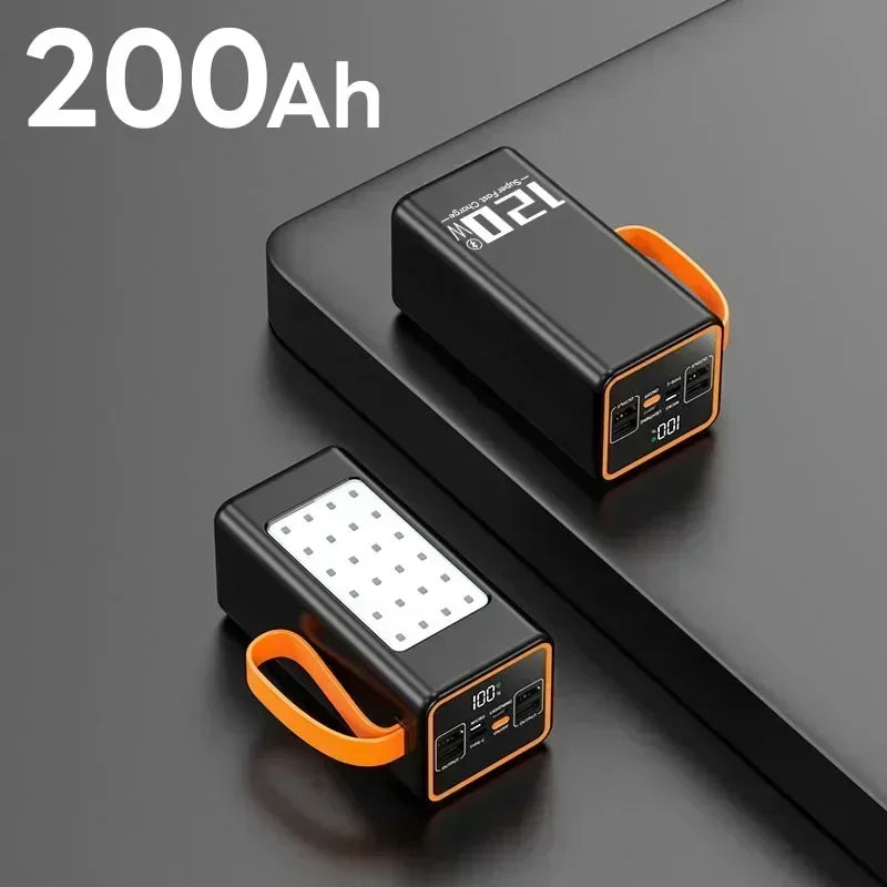 200000mAh Power Bank Berkapasiti Tinggi120W Pengecas Cepat Power Bank untuk IPhone Xiaomi Samsung dengan Lampu LED Pengecas Bateri Luar