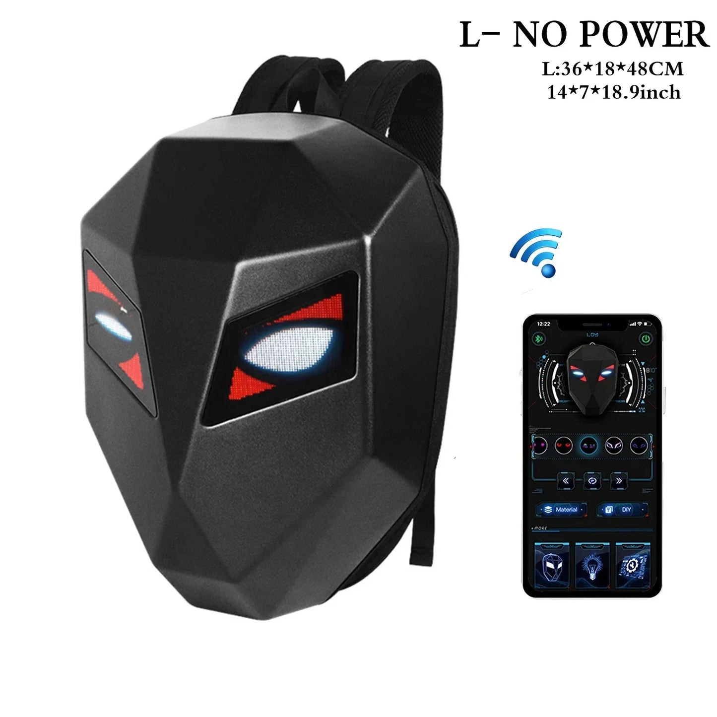 LOY LED Knight Berbasikal Beg galas Fesyen Topi keledar Motosikal Bluetooth Kalis Air Cangkang Keras Komputer riba Beg Personaliti Dengan Mata