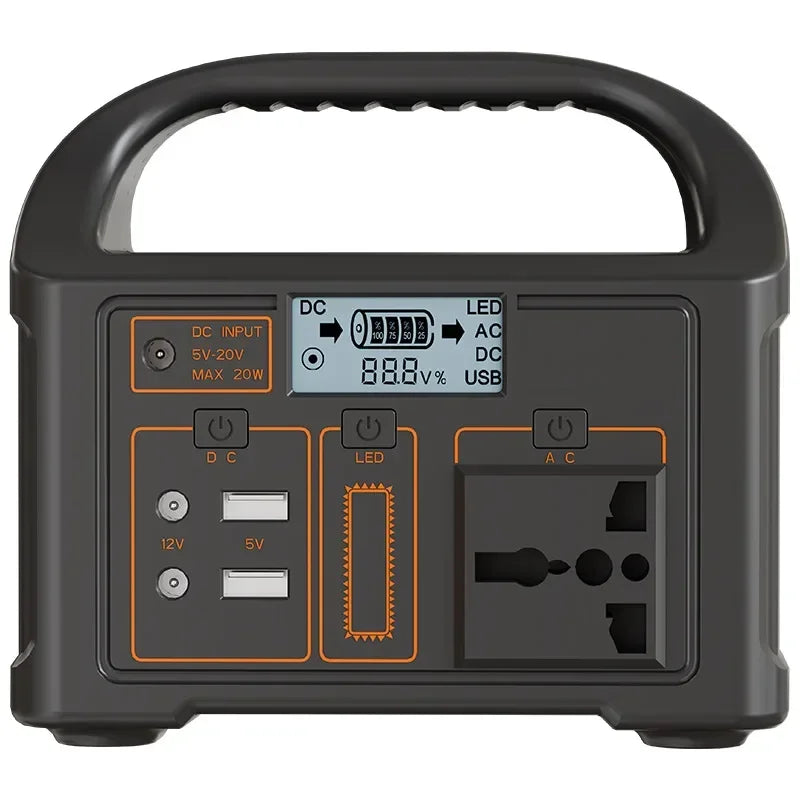 100W Stesen Kuasa Suria Mudah Alih 24600mAh Bank Kuasa Mudah Alih Kecemasan 220V/110V AC,DC,Paparan LED Bank Kuasa Perkhemahan Luar