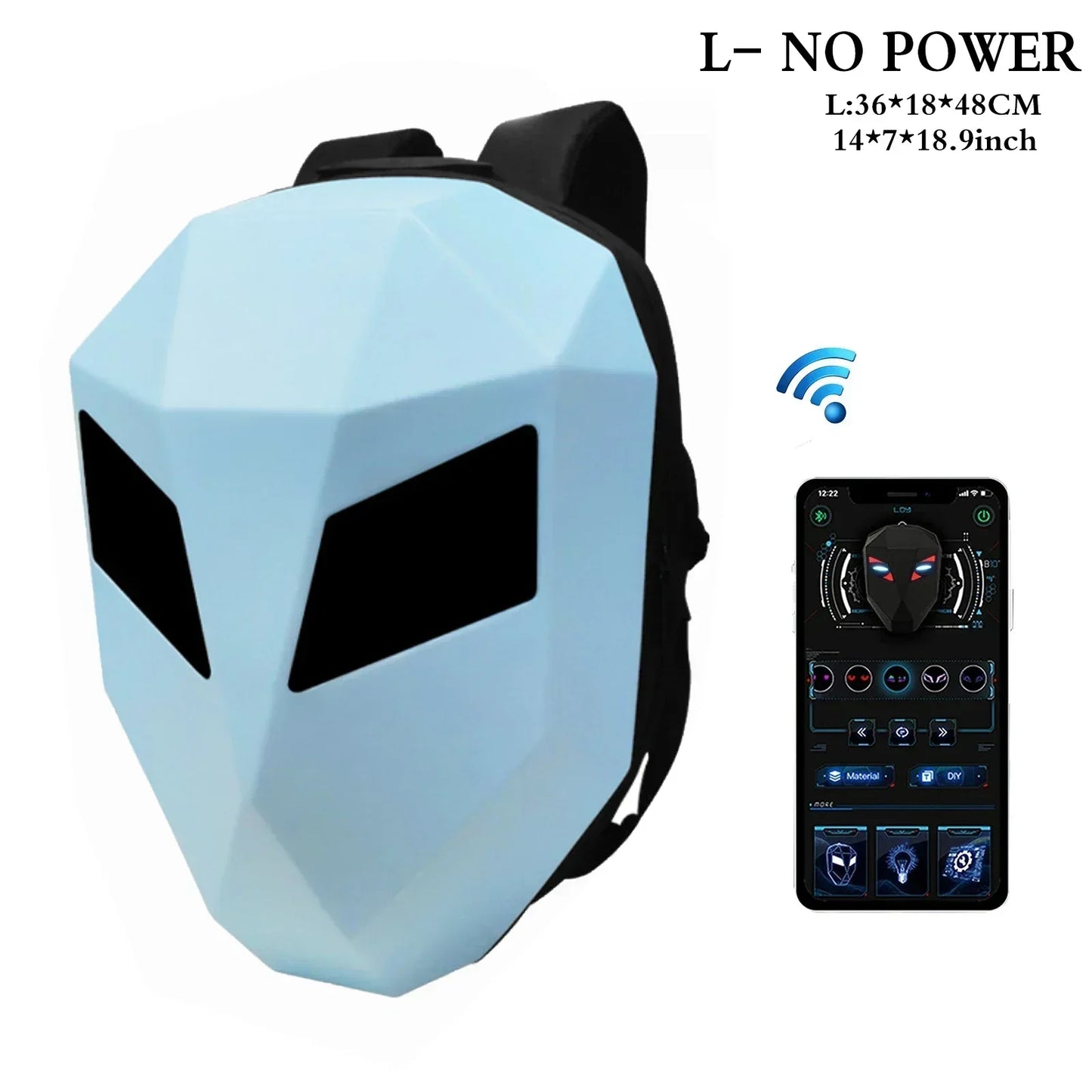 LOY LED Knight Berbasikal Beg galas Fesyen Topi keledar Motosikal Bluetooth Kalis Air Cangkang Keras Komputer riba Beg Personaliti Dengan Mata