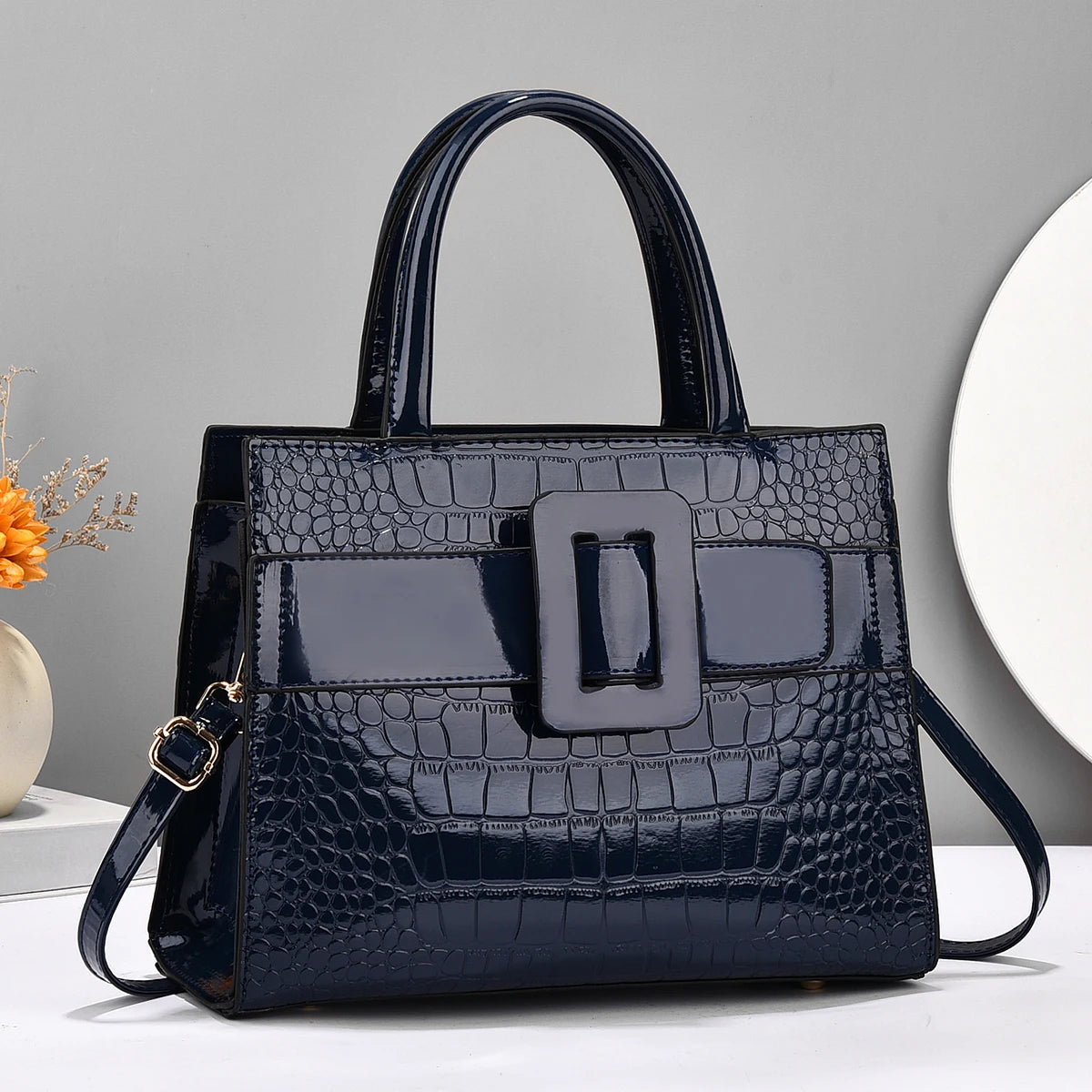 Beg Tangan Kulit Corak Buaya Premium - Dompet Tote & Beg Bergaya untuk Wanita - Serbaguna, Tahan Lama